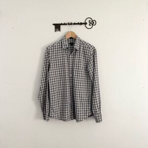 J Crew slim heathered cotton check plaid button down men’s shirt size medium